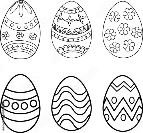 Easter egg coloring pages. Game for kids. Outline vector illustration isolated on white background.