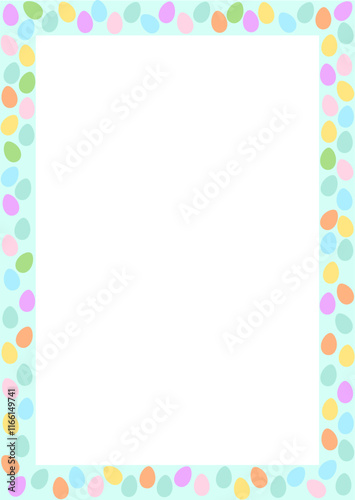 Easter frame with colorful eggs. Vector illustration isolated on white background.
