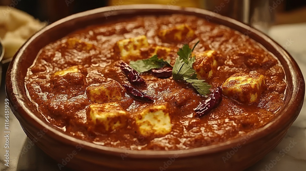 Paneer Butter Masala, a creamy Indian curry. Paneer Butter Masala, a creamy Indian curry.