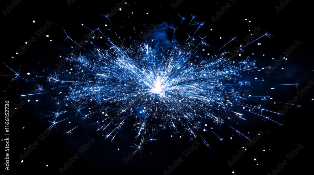 Blue glitter particles background effect. Sparkling texture. Star dust sparks in explosion on black background. Vector Illustration Blue glitter particles background effect. Sparkling texture. Star dust sparks in explosion on black background. Vector Illustration