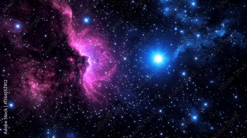 Fototapeta premium Skies nebula stars dimension concept. Vibrant cosmic scene with stars and nebulae in deep space.