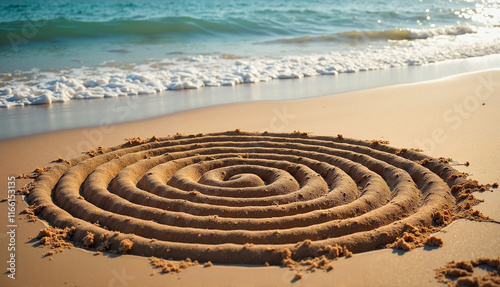 Sand spiral formation on the beach