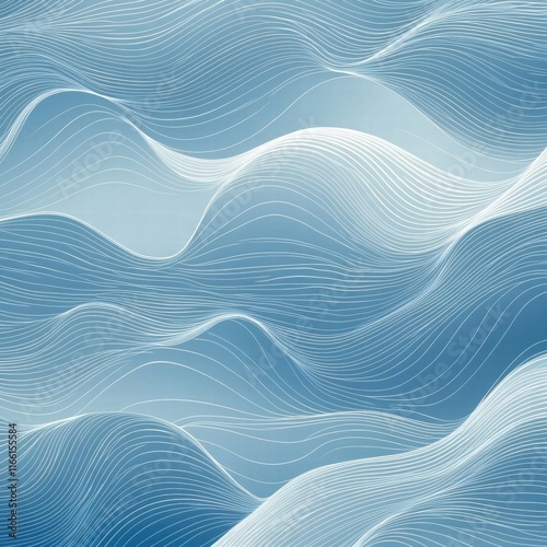 Seamless wave like pattern in shades of blue creating a calming and serene visual experience for design and decor. Generative AI photo