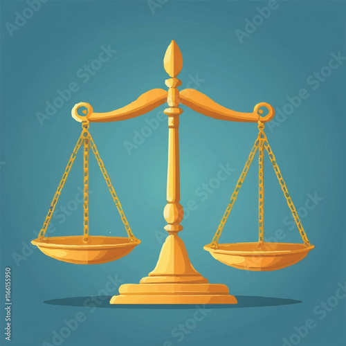 Balance, weight scale withempty pans. Old traditional mass weighing, measuring device with plates, dishes. Comparison, decision concept. Colored flat vector illustration isolated on white background.	