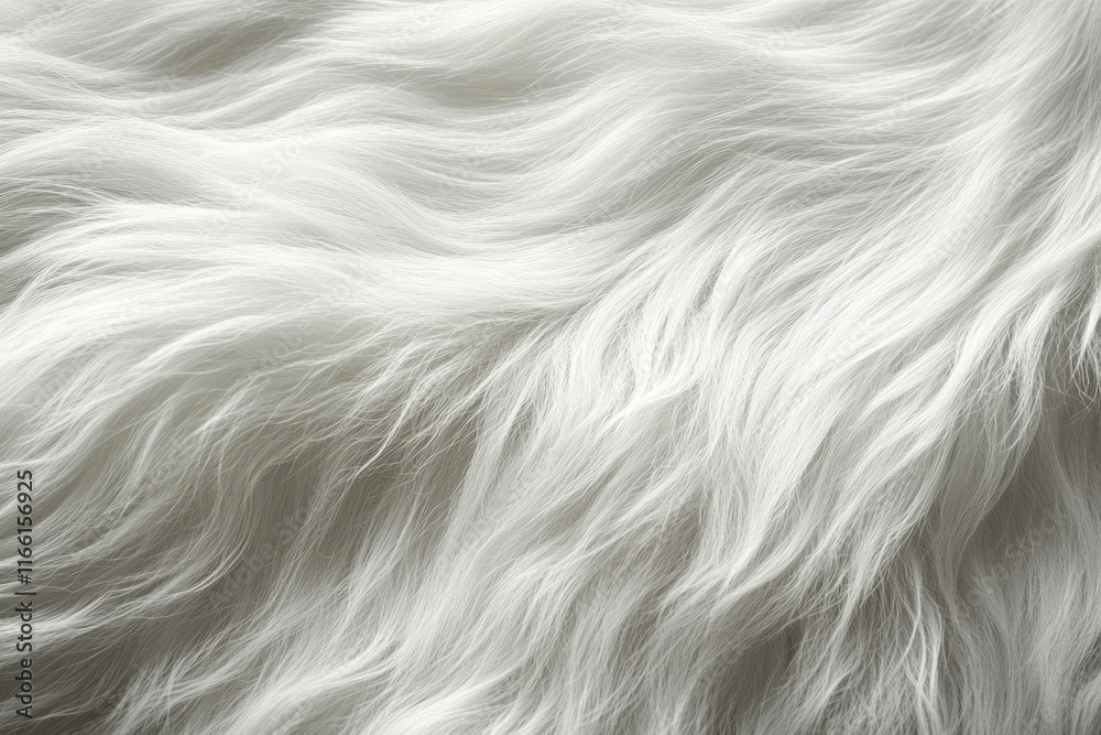 Close-up of soft, wavy white fur, showcasing its texture and subtle light variations. Close-up of soft, wavy white fur, showcasing its texture and subtle light variations.