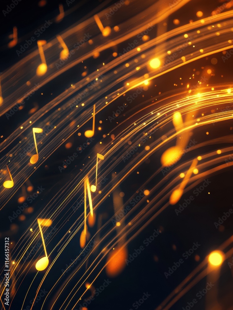 Flowing musical staff lines illuminated with glowing neon tones create a captivating visual symphony. Generative AI Flowing musical staff lines illuminated with glowing neon tones create a captivating visual symphony. Generative AI