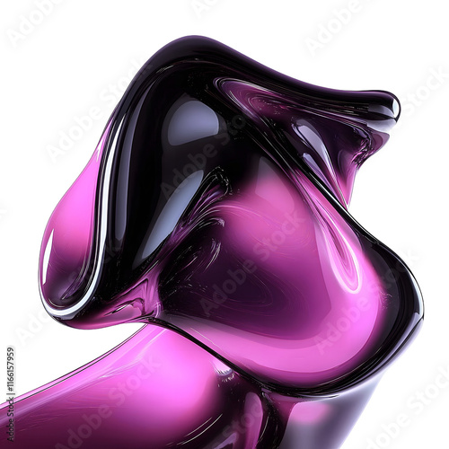 abstract pink black fluid glass isolated