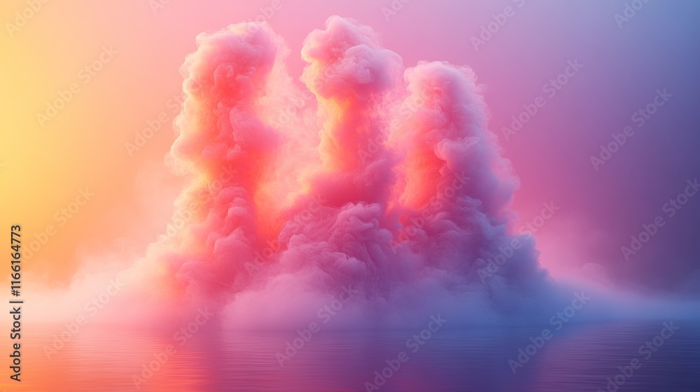 Naklejka premium Surreal pink clouds glowing under warm sunlight