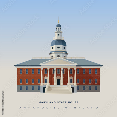Maryland State House - Annapolis, Maryland - Stock Illustration
