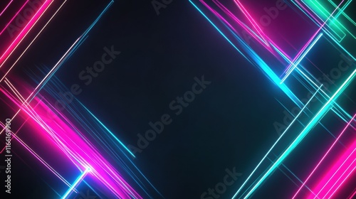 Glowing neon lines create an abstract design ideal for futuristic themes and backgrounds. Generative AI photo