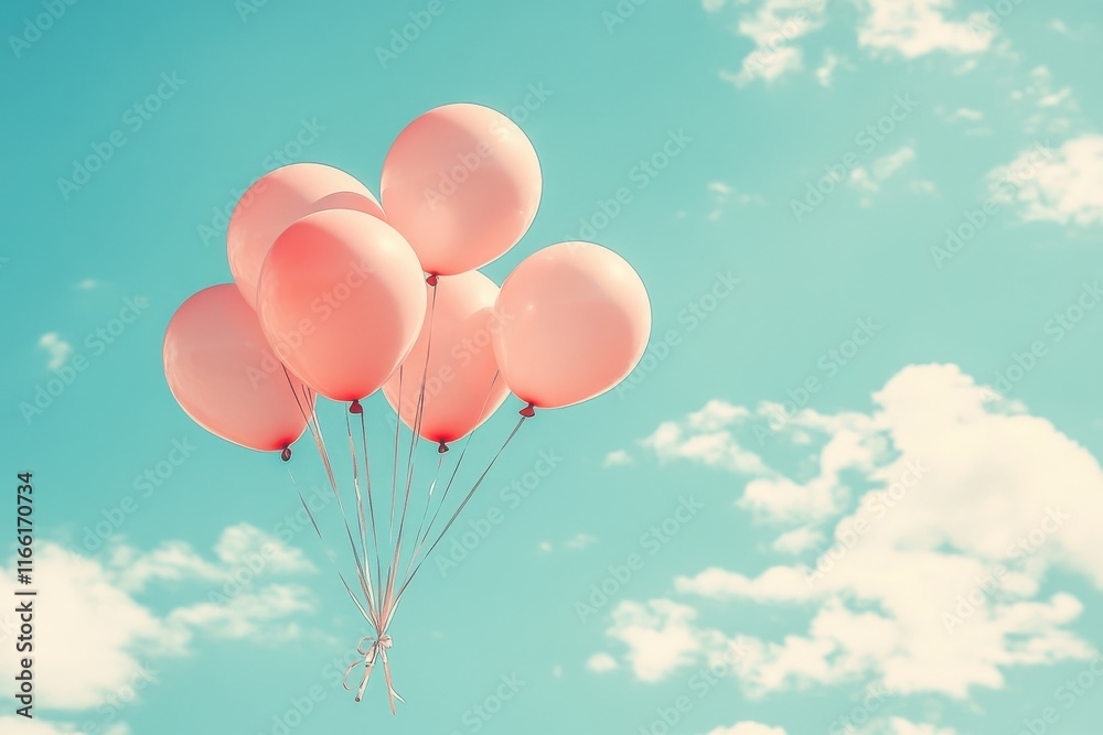 Fototapeta premium Bright Balloons Floating Against a Blue Sky