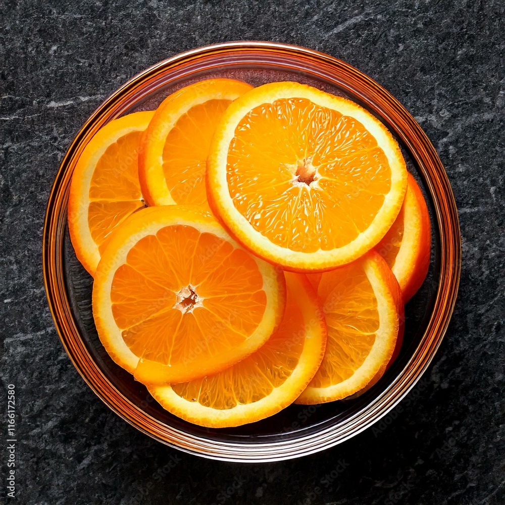 orange slices in a glass bowl