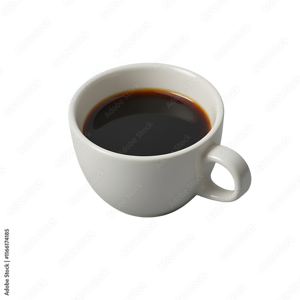 White cup of black coffee isolated on white background White cup of black coffee isolated on white background
