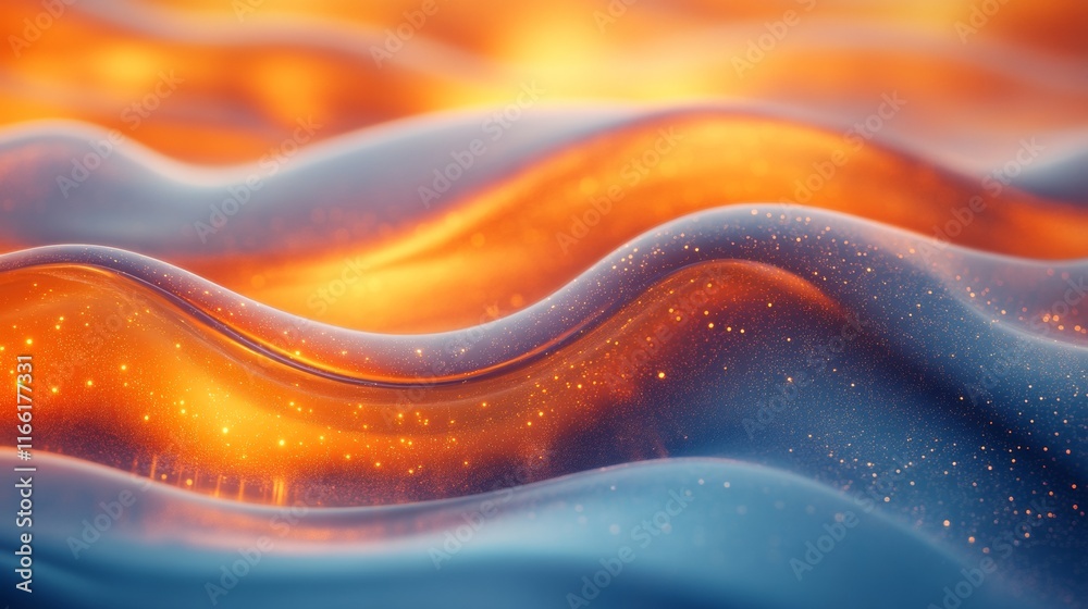 Obraz premium Golden waves of light in an abstract pattern