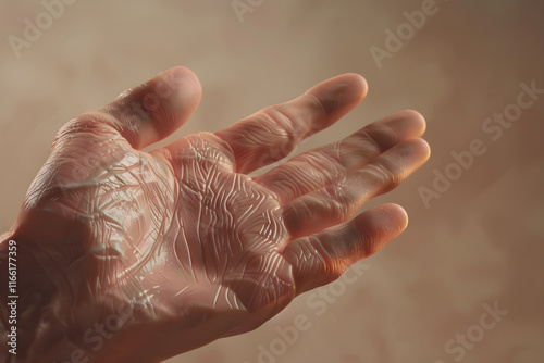 Detailed Close-Up of Human Fingers Highlighting Fingerprint Patterns and Skin Texture photo