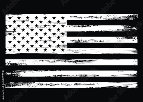 USA Distressed Flag Design. White American Grunge Flag Design, Distressed US symbol, United States flag Vector Illustration for Celebration Holiday 4 of July.