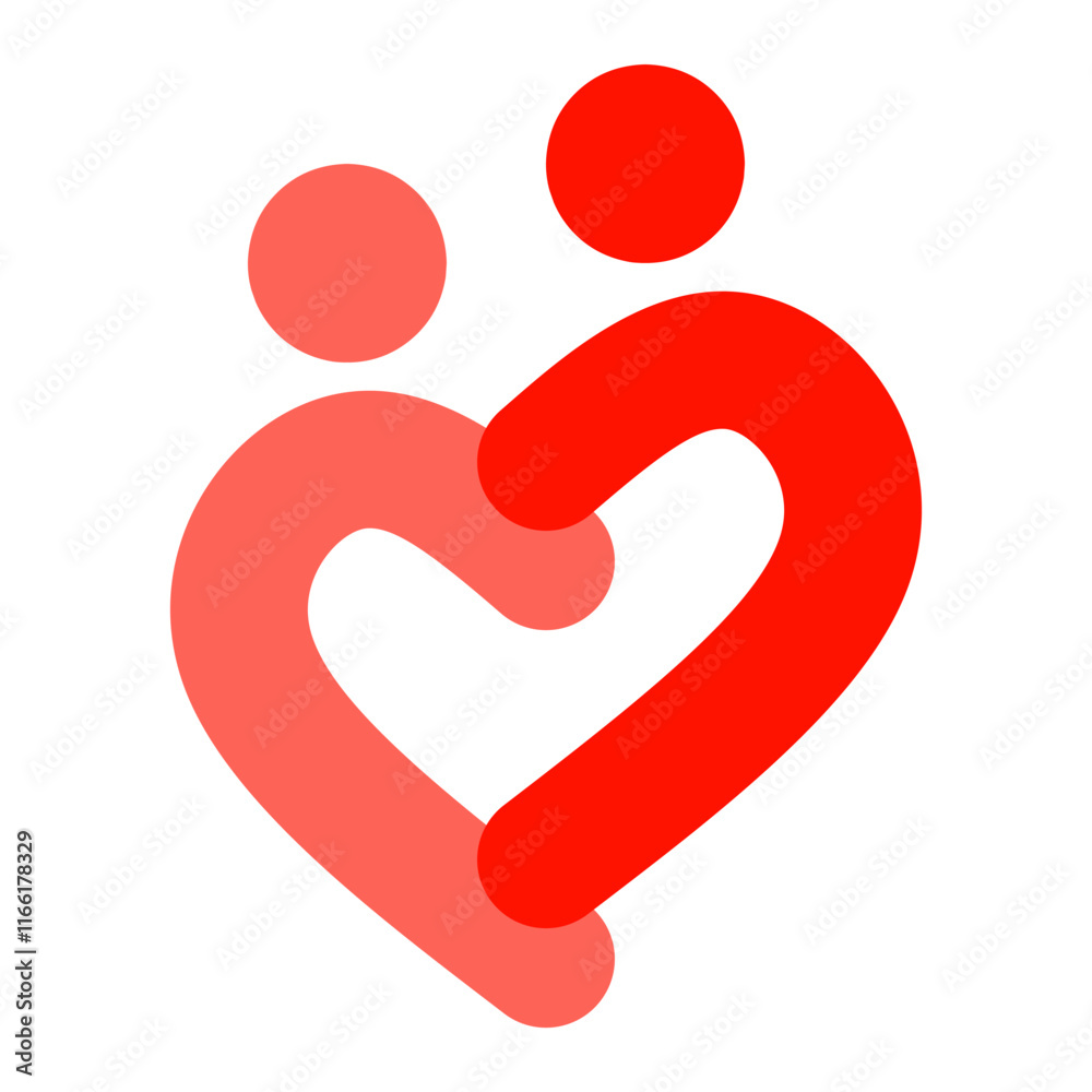 Love People Logo vector. Heart Human Icon. Mom and Child Logo Love People Logo vector. Heart Human Icon. Mom and Child Logo