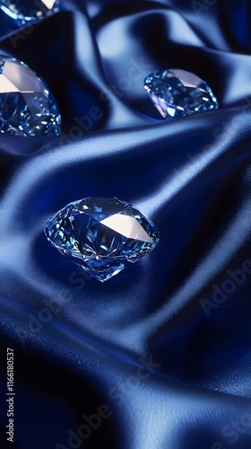 Blue diamonds on satin cloth