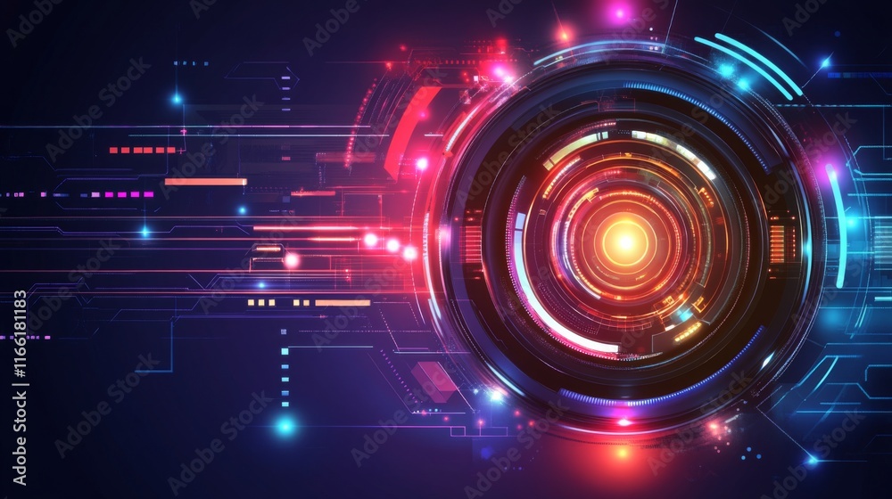 Fototapeta premium Vibrant Digital Interface with Glowing Effects