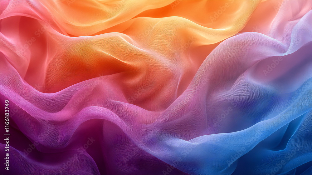 Obraz premium Soft, flowing fabric in vibrant hues creates a captivating visual display reminiscent of a sunset