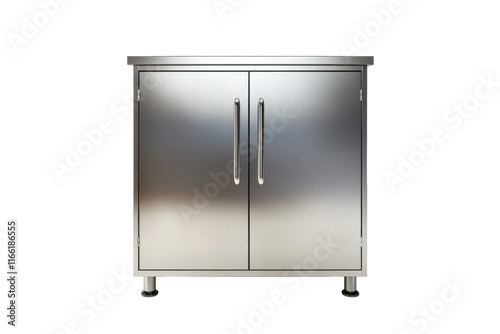 Stainless steel storage cabinet for commercial kitchen use with double doors and adjustable feet photo