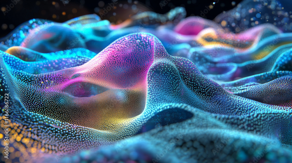 Fototapeta premium Hologram virtual reality programming. Virtual reality programming made of polygons, triangles, dots, and lines. Low-poly virtual reality programming structure of connections. Technology concept vector