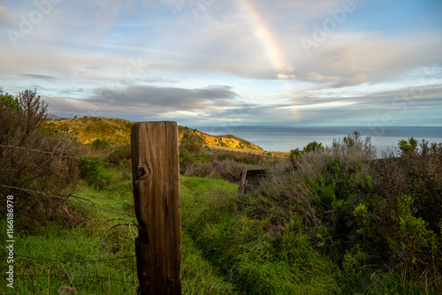 Rainbow Rises Over Santa Cruz Island In Channel Islands photo