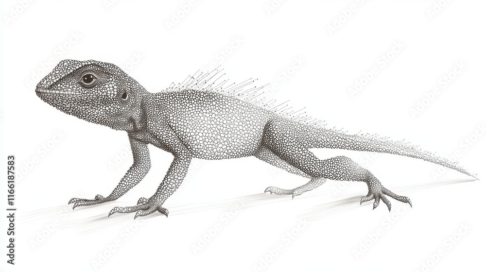 Obraz premium Lizard of particles. Silhouette of a lizard is of little circles.