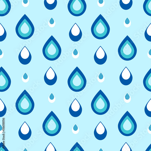 Seamless pattern with blue drops on a blue background