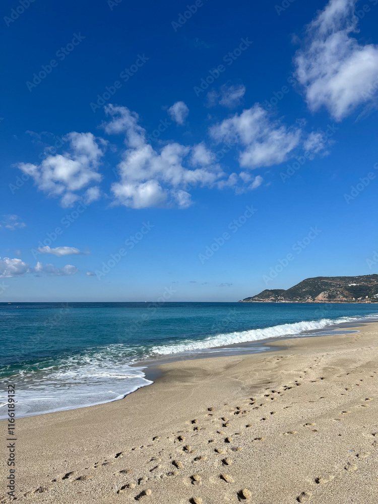 Beach waves footprints. High quality photo Beach waves footprints. High quality photo