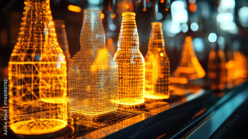 Hologram beer. A bottle and a mug of beer from polygons, triangles points and lines. Beer low connection structure. Technology concept. Hologram beer. A bottle and a mug of beer from polygons, triangles points and lines. Beer low connection structure. Technology concept.