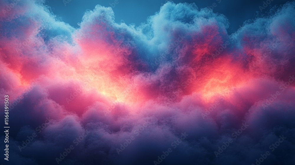 Dramatic sky with glowing clouds in vibrant hues