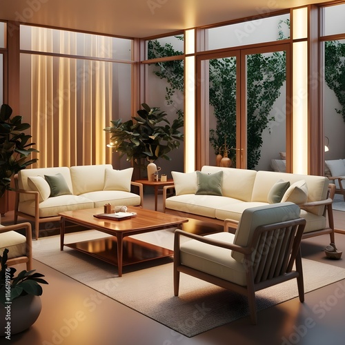 modern living room with fireplace