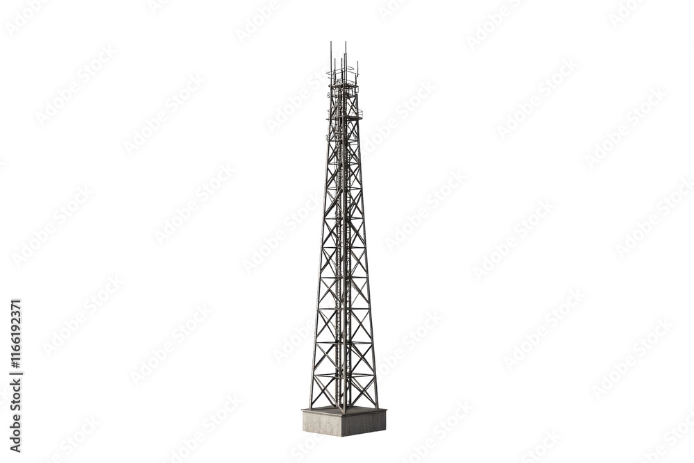 Communication tower standing tall against a clear sky in a rural area Communication tower standing tall against a clear sky in a rural area
