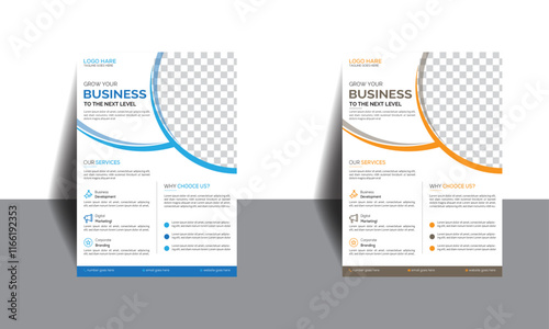 A bundle of 2 templates of a4 flyer, Flyer template layout design. business flyer, brochure, magazine or flier mockup in bright colors. perfect for creative professional business.