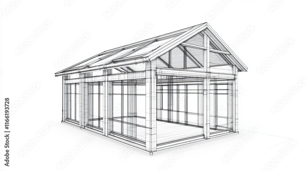 Wire-frame building on the white background. EPS 10. Illustration created of 3d. Wire-frame building on the white background. EPS 10. Illustration created of 3d.