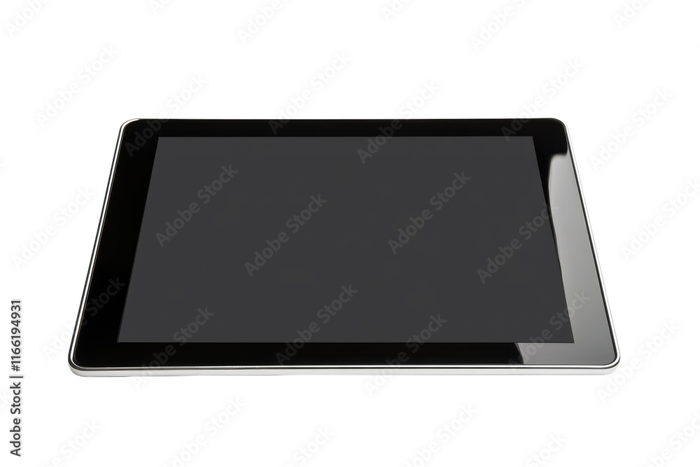 Modern tablet device with a sleek design resting on a flat surface in a minimalist indoor setting Modern tablet device with a sleek design resting on a flat surface in a minimalist indoor setting