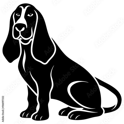 bloodhound Dog black silhouette vector, Simple silhouette Design vector icon with white background