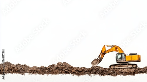 Excavator Working on Site with Vibrant Colors