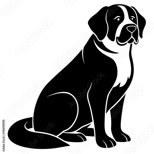 st bernard Dog black silhouette vector, Simple silhouette Design vector icon with white background