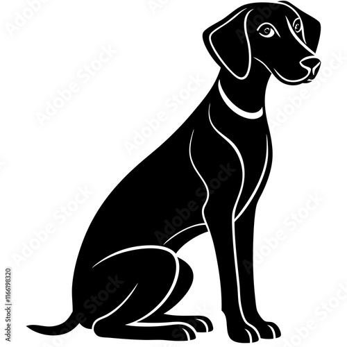 Weimaraner Dog black silhouette vector, Simple silhouette Design vector icon with white background