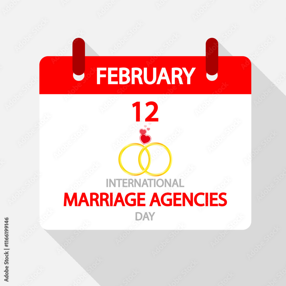 Marriage Agency International Day Calendar, vector art illustration. Marriage Agency International Day Calendar, vector art illustration.