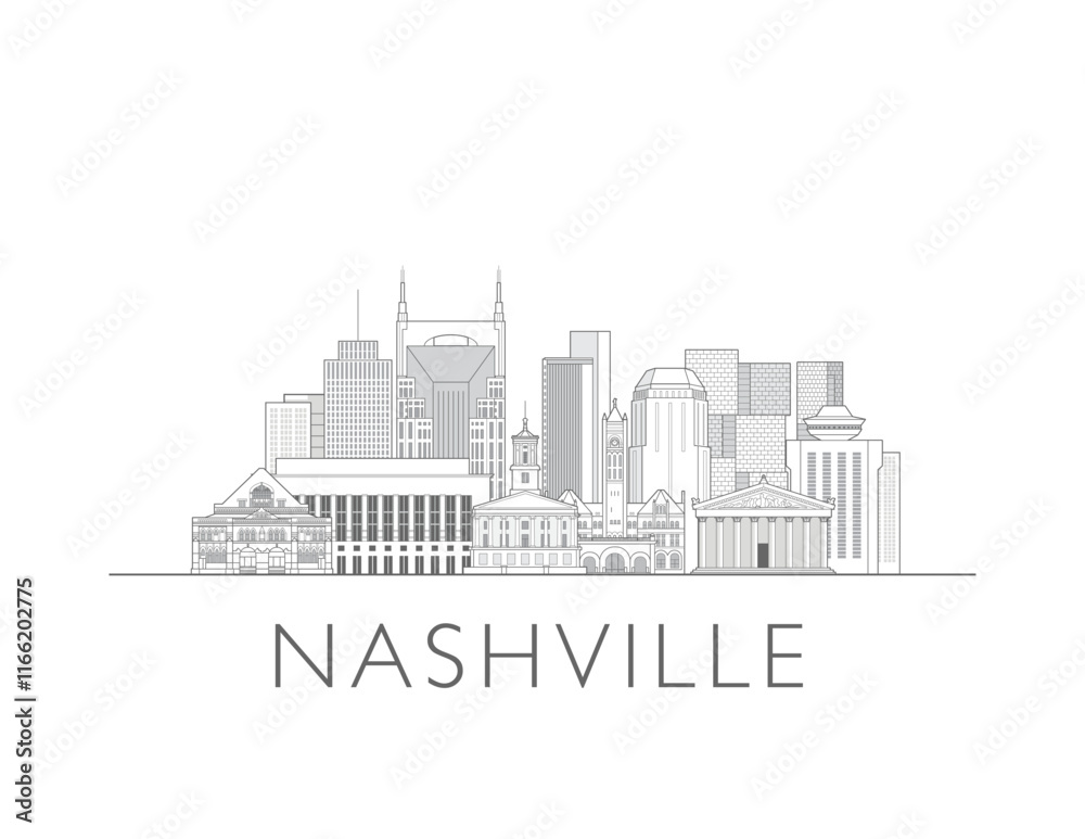 Fototapeta premium Nashville skyline cityscape vector illustration