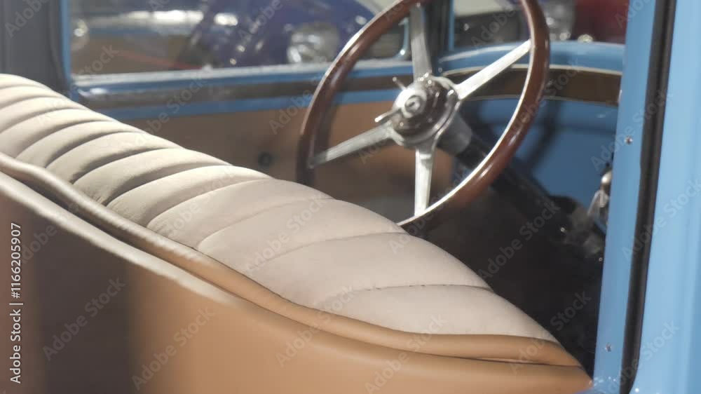 Vintage Automobile Interior. Retro Luxury Car
