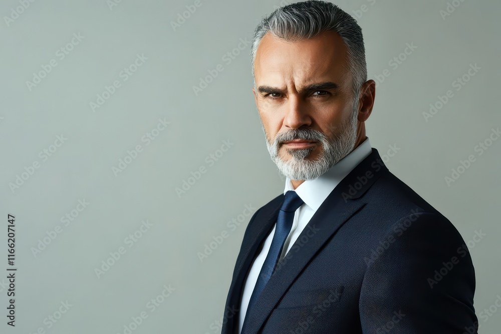 mature businessman with a serious expression wearing a tailored dark suit isolated on a light background conveying authority and professionalism mature businessman with a serious expression wearing a tailored dark suit isolated on a light background conveying authority and professionalism