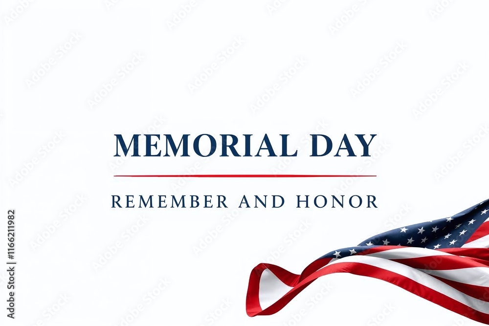 Obraz premium Memorial Day: Remember and Honor A flowing flag design symbolizes remembrance and patriotism