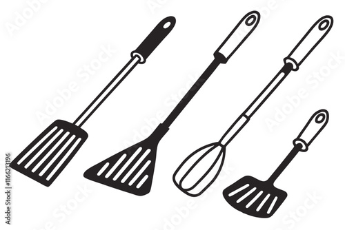 kitchen Spatula silhouette vector set on white background