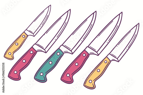  different types of Knife vector illustration bundel