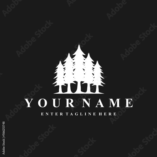  fir tree logo design, mountain, premium vector mountain and spruce design, outdoor logo, camper logo design 
