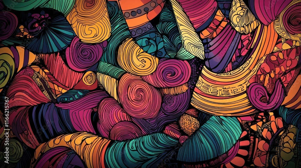 Vibrant Swirls: An Abstract Kaleidoscope of Color and Line Vibrant Swirls: An Abstract Kaleidoscope of Color and Line